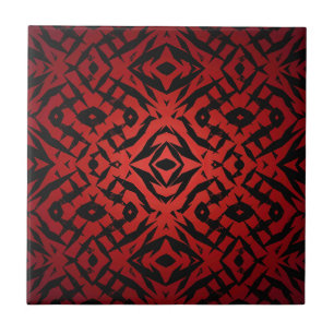 Azulejo Patrón de formas tribales rojas y negras