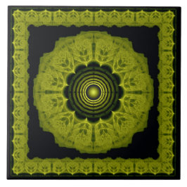 Azulejo Patrón de fractal naranja brillante enmarcado