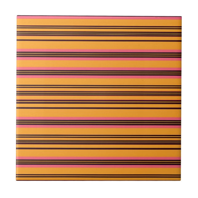 Azulejo Patrón de franja horizontal rosa naranja audaz (Frente)