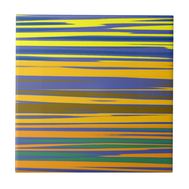 Azulejo Patrón de franjas coloreadas abstractas (Frente)