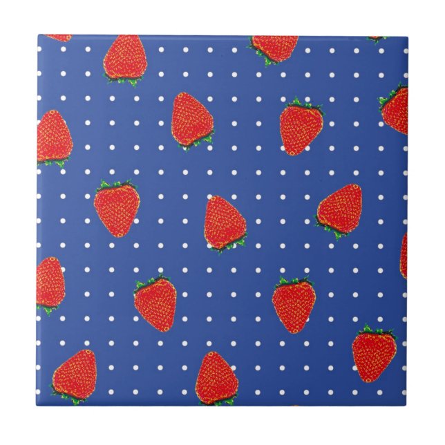Azulejo patrón de fresa con puntos (Frente)