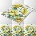 Azulejo Patrón de frisa de adornos amarillos de Art Nouvea<br><div class="desc">Se trata de una impresión digitalmente realzada de un antiguo patrón de friso de flores de amapola amarilla Art Nouveau de 1900 a 1915. Puede personalizar del color de fondo.</div>