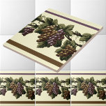 Azulejo Patrón de frisa de vid de uva de la época victoria<br><div class="desc">Se trata de una impresión digitalmente realzada de un antiguo patrón de frisos de borde de vid de uva de la época victoriana 1890 - 1915. Se puede personalizar el color de fondo y los colores de borde superior e inferior.</div>