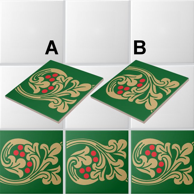 Azulejo Patrón de friso de parra de estilo medieval A (Frieze example shown combines both "Medieval Style Grapevine Frieze Pattern" A and B)