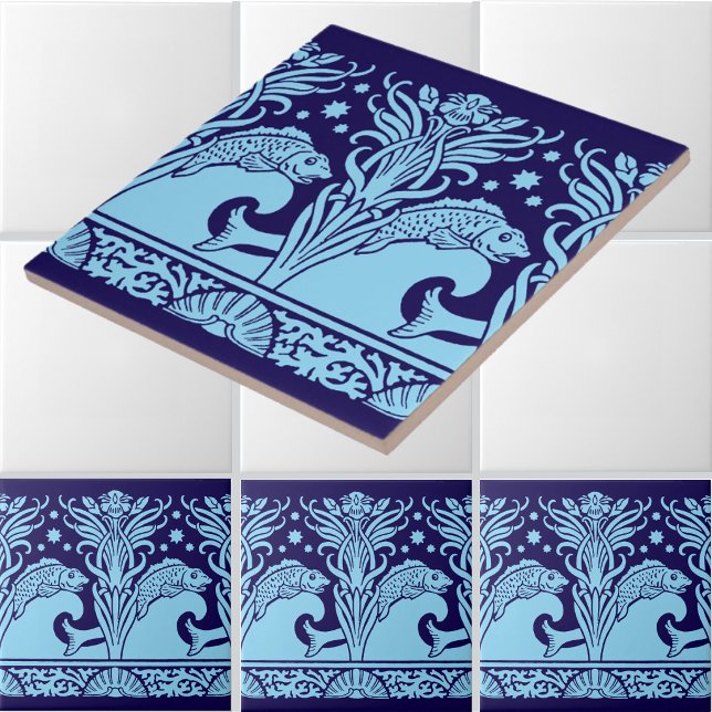 Azulejo Patrón de friso de plantilla de peces y flores Art (Subido por el creador)