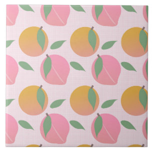 Azulejo Patrón de Fruta de Naranja Melocotón Rosa