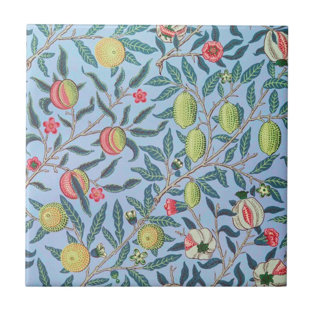 Azulejo Patrón de fruta William Morris Pomegranate Pastel (Frente)