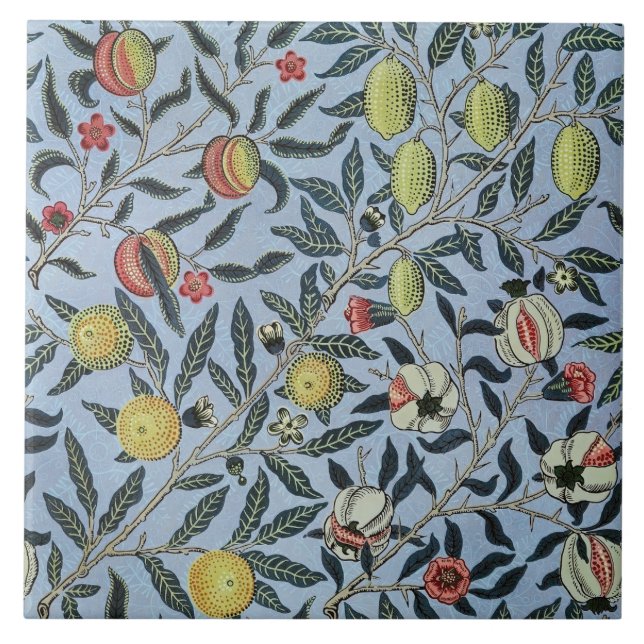 Azulejo Patrón de Frutas de Granada Antiguo de William Mor (Frente)
