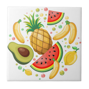 Azulejo Patrón de frutas de verano fresco