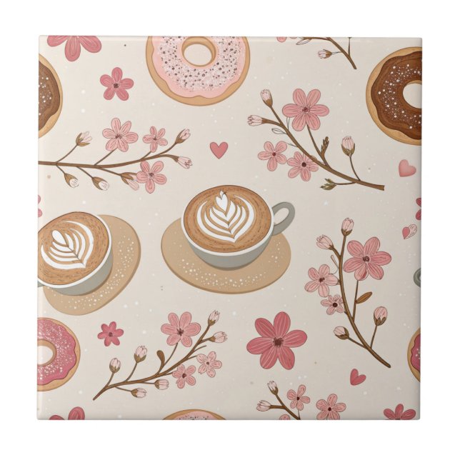Azulejo Patrón de funda de café Flor de Cerezo (3) (Frente)