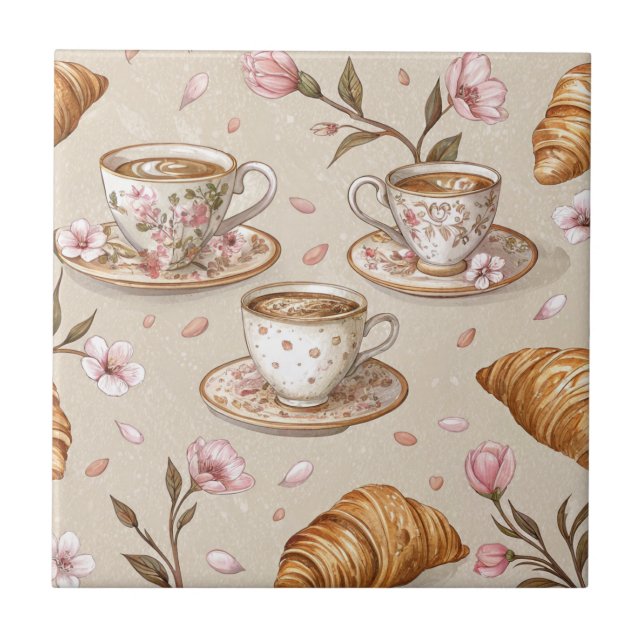 Azulejo Patrón de funda de café Flor de Cerezo (9) (Frente)