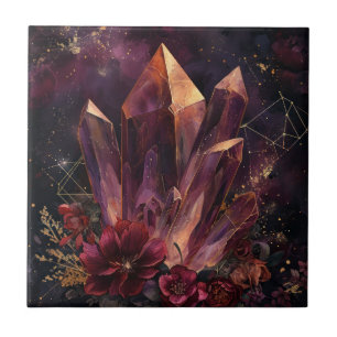 Azulejo Patrón de galaxia floral amatista gótica