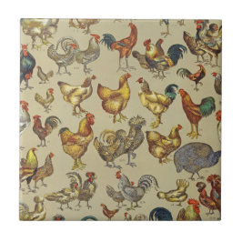 Azulejo Patrón de gallo vintage: Arte de granja
