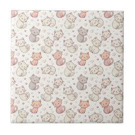 Azulejo Patrón de gato Chibi lindo - Diseño de gatito Kawa