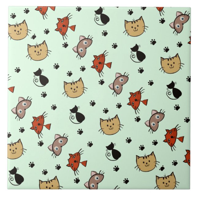 Azulejo Patrón de gato Kitty (Frente)
