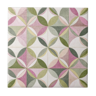 Azulejo Patrón de geometría floral pastel Cottagecore