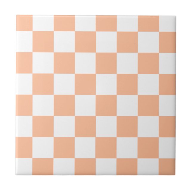 Azulejo Patrón de Gingham a Cuadros Peach Fuzz (Frente)