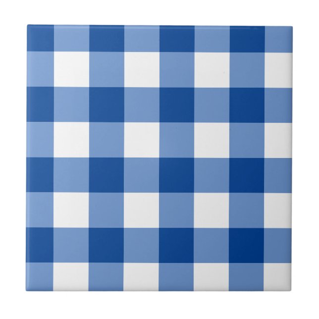 Azulejo Patrón de gingham azul (Frente)