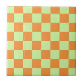 Azulejo Patrón de Gingham controlado por cítricos verdes n