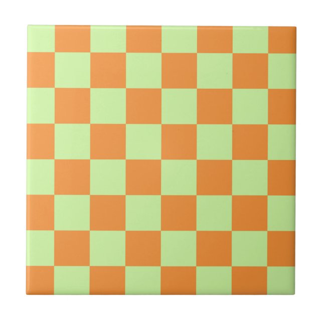 Azulejo Patrón de Gingham controlado por cítricos verdes n (Frente)