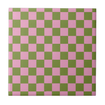 Patrón de Gingham de color verde rosa