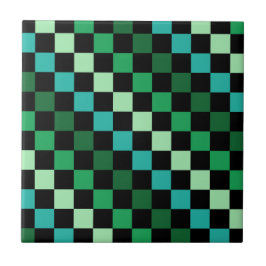 Azulejo Patrón de Gingham de Green Blue Checkered