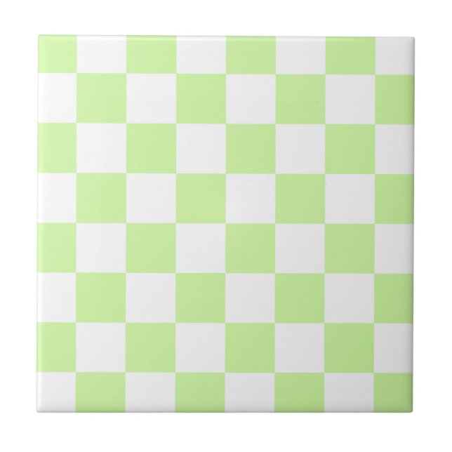 Azulejo Patrón de Gingham de Pastel Verde (Frente)