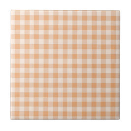 Azulejo Patrón de Gingham de Peach White Checkered