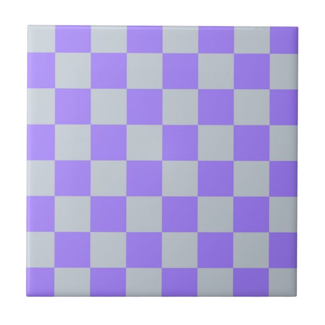 Azulejo Patrón de Gingham de Purple Checkered (Frente)