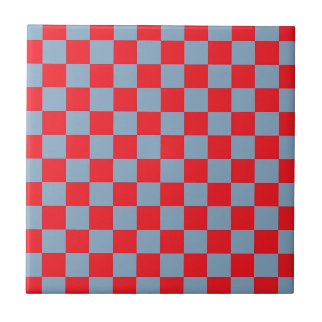 Azulejo Patrón de Gingham de Red Blue Checkered (Frente)