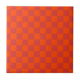 Azulejo Patrón de Gingham de Red Checkered naranja