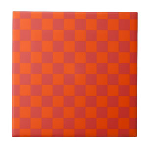 Azulejo Patrón de Gingham de Red Checkered naranja