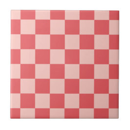 Azulejo Patrón de Gingham de Red Checkered Rosa