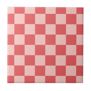 Azulejo Patrón de Gingham de Red Checkered Rosa