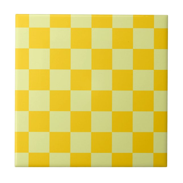 Azulejo Patrón de Gingham de Yellow Checkered (Frente)