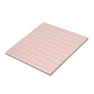 Azulejo Patrón de Gingham en Rosa Rubor y Melocotón Pastel