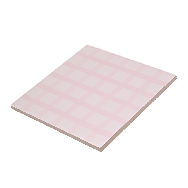 Azulejo Patrón de gingham rosa chicle y rubor lavanda (Lado)
