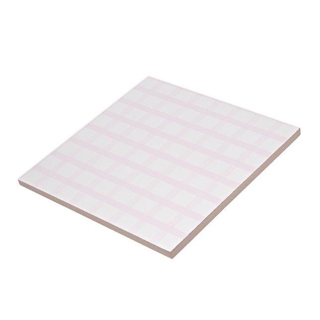 Azulejo Patrón de gingham rosa pastel y rosa cuarzo rosa (Lado)
