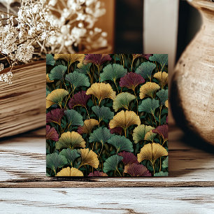 Azulejo Patrón de Ginkgo Burgundy Verde Azulado 