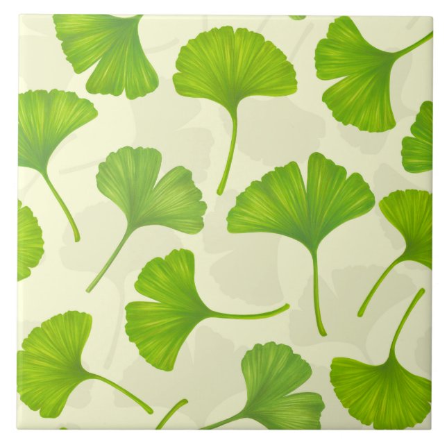 Azulejo Patrón de Ginkgo en blanco roto (Frente)