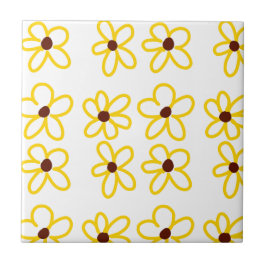 Azulejo Patrón de girasol amarillo marrón flor floral boho