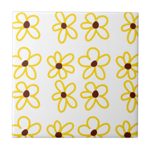 Azulejo Patrón de girasol amarillo marrón flor floral boho
