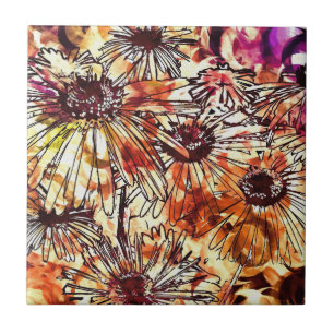 Azulejo Patrón de girasol de mancha de pintura abstracta