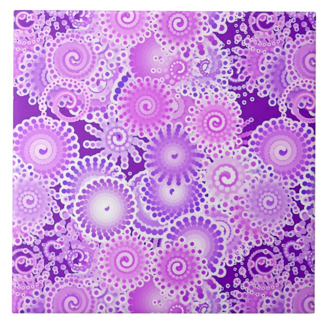 Azulejo Patrón de giro fractal, tonos púrpura (Frente)