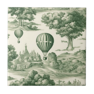 Azulejo Patrón de globo aerostático de Toile Verde Parisin