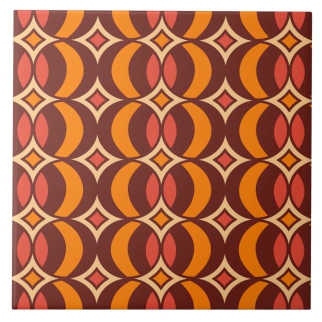 Azulejo Patrón de globo geométrico retro 70 Otoño (Frente)
