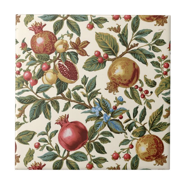 Azulejo Patrón de granada de William Morris Fruit (Frente)