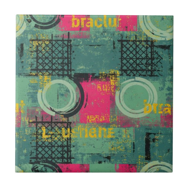 Azulejo Patrón de Grunge Abstracto con Formas Geométricas  (Frente)