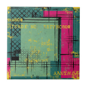 Azulejo Patrón de Grunge Abstracto con Formas Geométricas