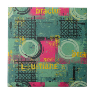 Azulejo Patrón de Grunge Abstracto con Formas Geométricas 